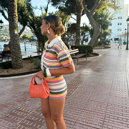 LIN | Elegant Gekleurd Gehaakte Zomer Set Voor Dames - Luchtig , Stijlvol & Comfortabel