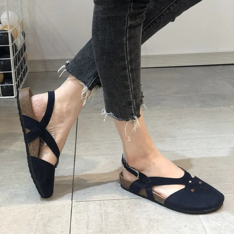 KJERSTIN |Dames Sandalen met Kurkzool – Ademend Leer & Verstelbare Pasvorm
