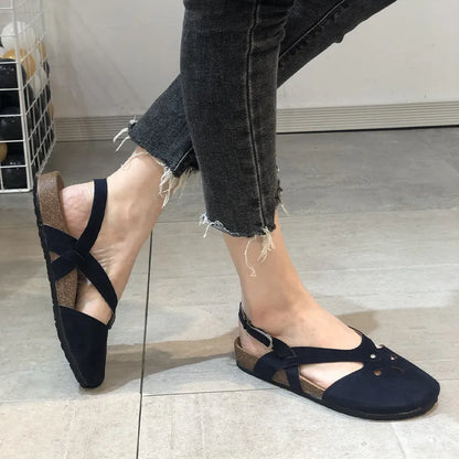 KJERSTIN |Dames Sandalen met Kurkzool – Ademend Leer & Verstelbare Pasvorm
