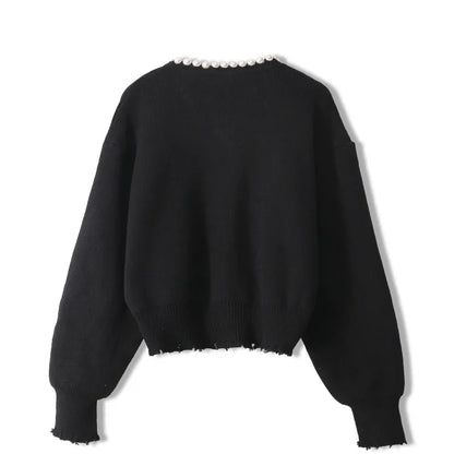 FEMKE | Cardigan Trui Voor Dames Met Pareldetails En Open Voorzijde – Elegant, Tijdloos, Verfijnd