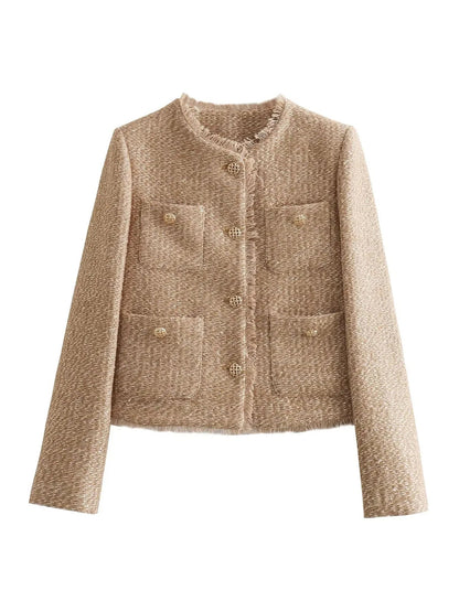 JOAN | Klassiek Dames Jasje Van Luxe Tweedstof - Tijdloos, Elegant & Klasse