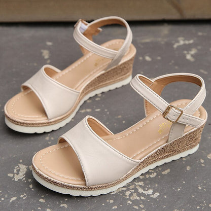 MILANA | Zomerse Sleehak Sandalen Voor Dames Met Gevlochten Zool - Stevig, Luchtig & Comfortabel