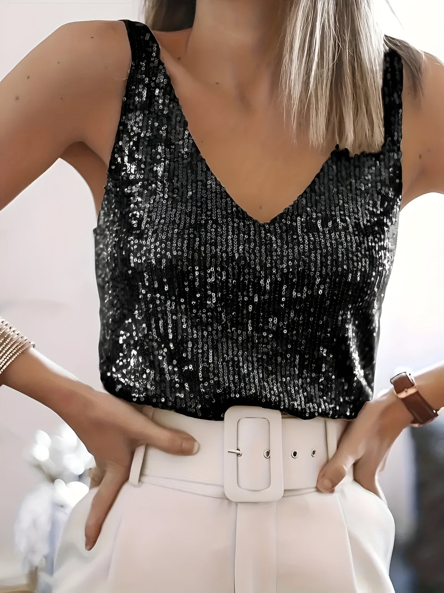 Mouwloze Top Met Pailletten | Glinsterend, Elegant En Perfect Voor Elke Gelegenheid