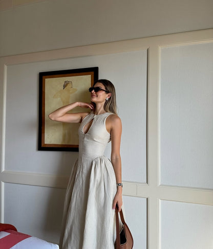 TATUM | Linnen Midi Jurk Voor Dames - Zomers, Stijlvol & Elegant