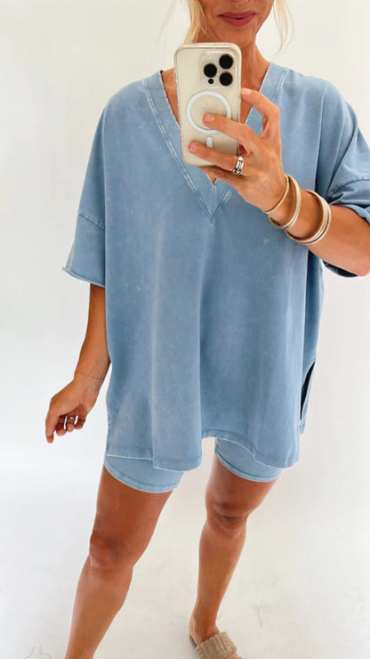 TOVA | Tweedelige Dames Comfort Set - Oversized Shirt Met Sportief Broekje