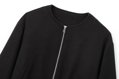 ISALIE | Cropped Wollen Dames Tussenjas Met Ronde Hals – Modern, Speels & Perfect Voor Tussen Seizoenen
