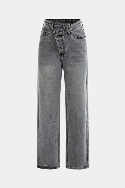 AYLA | Asymmetrische Taille Dames Denim Jeans – Uniek, Comfortabel en Eigentijds