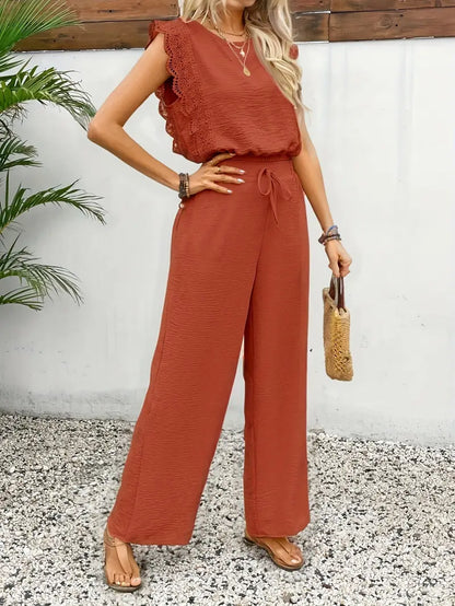 NOÉMI | Luchtige Jumpsuit Met Kantdetails – Vrouwelijk, Comfortabel & Ideaal Voor Warme Dagen