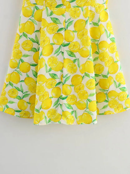 LEMONA | Zomerse Jurk Met Citroenen Print - Luchtig, Fris & Elegant