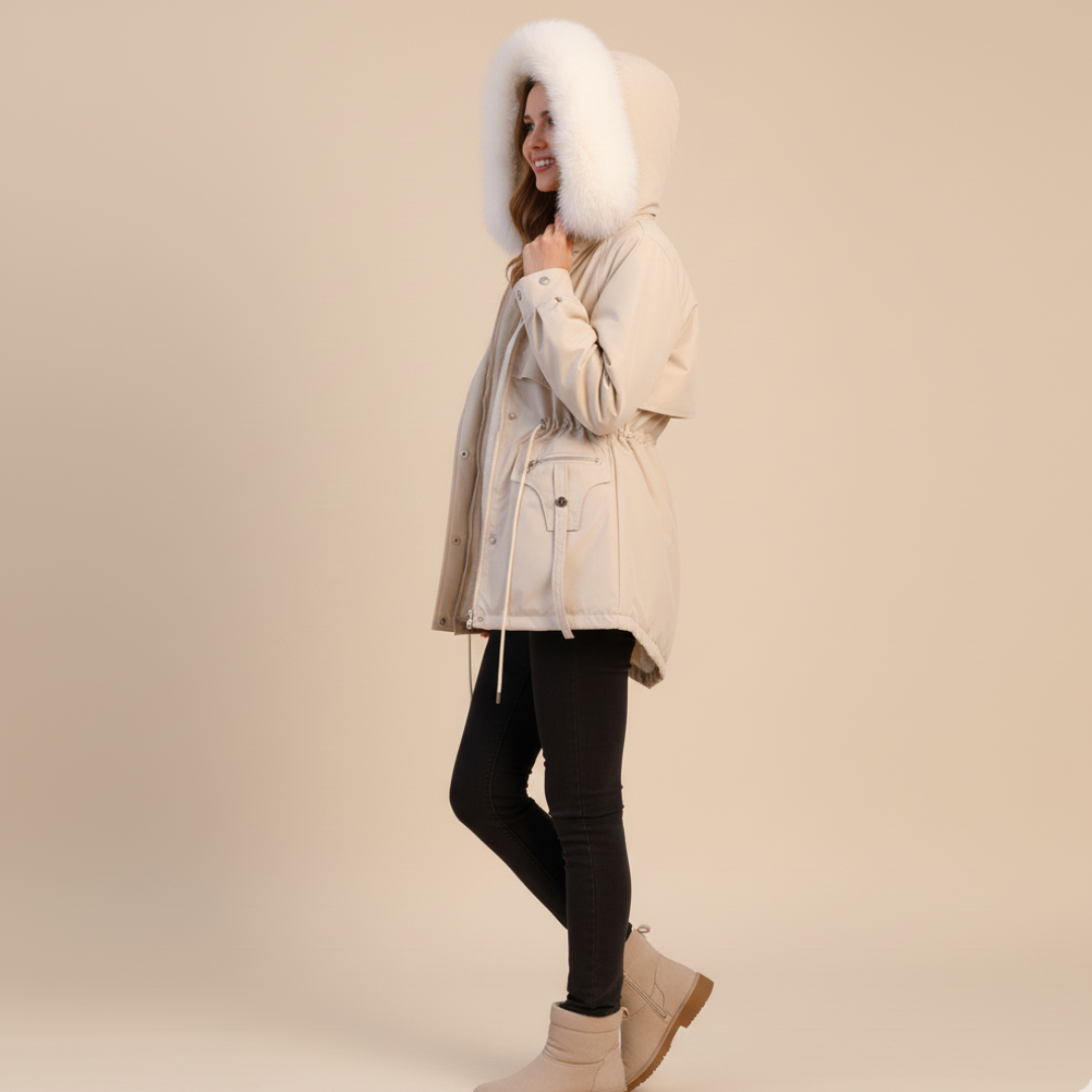 Luxe Dames Winterjas Met Capuchon En Ceintuur | Ultieme Warmte, Bescherming & Chic Silhouet