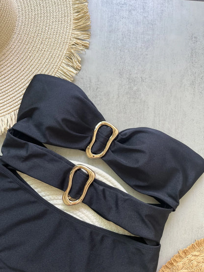 VERONIQUE | Elegante Badpak Met Gouden Details & Flatterend Broekje - Corrigerend, Stijlvol & Comfortabel