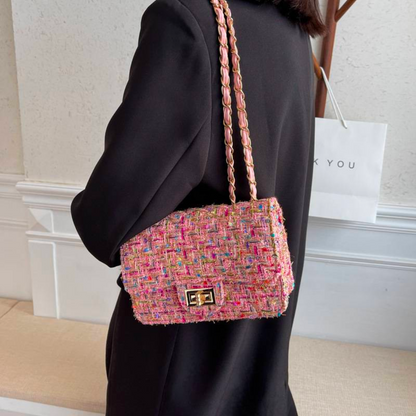 SOPHIE | Dames Schoudertas Met Geweven Textuur – Flap Sluiting & Luxe Kettingband Voor Een Elegant Design