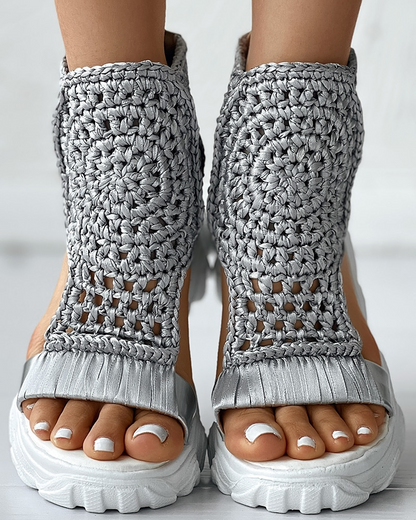 NAIRA | Gevlochten Dames Platform Sandalen - Stevig & Zomers