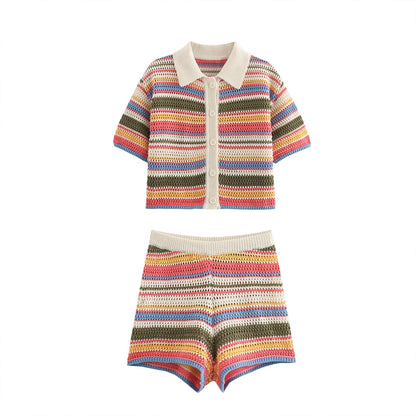 LIN | Elegant Gekleurd Gehaakte Zomer Set Voor Dames - Luchtig , Stijlvol & Comfortabel