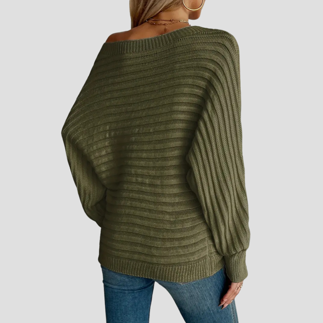 Warme Off-Shoulder Trui Dames – Ontspannen Elegant & Tijdloos Comfort