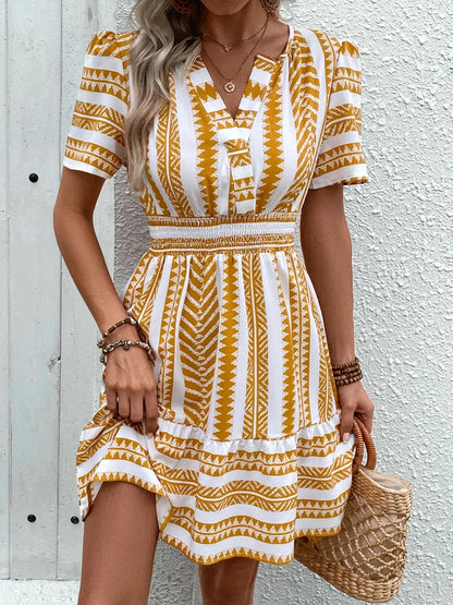 NAYLA | Zomerse Jurk Voor Dames Met Boho Print - V-Hals & Perfect Voor Vakantie