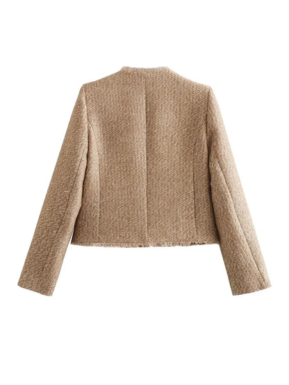 JOAN | Klassiek Dames Jasje Van Luxe Tweedstof - Tijdloos, Elegant & Klasse