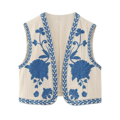 JINA | Zomerse Gilet Met Geborduurd Design - Modieus & Casual