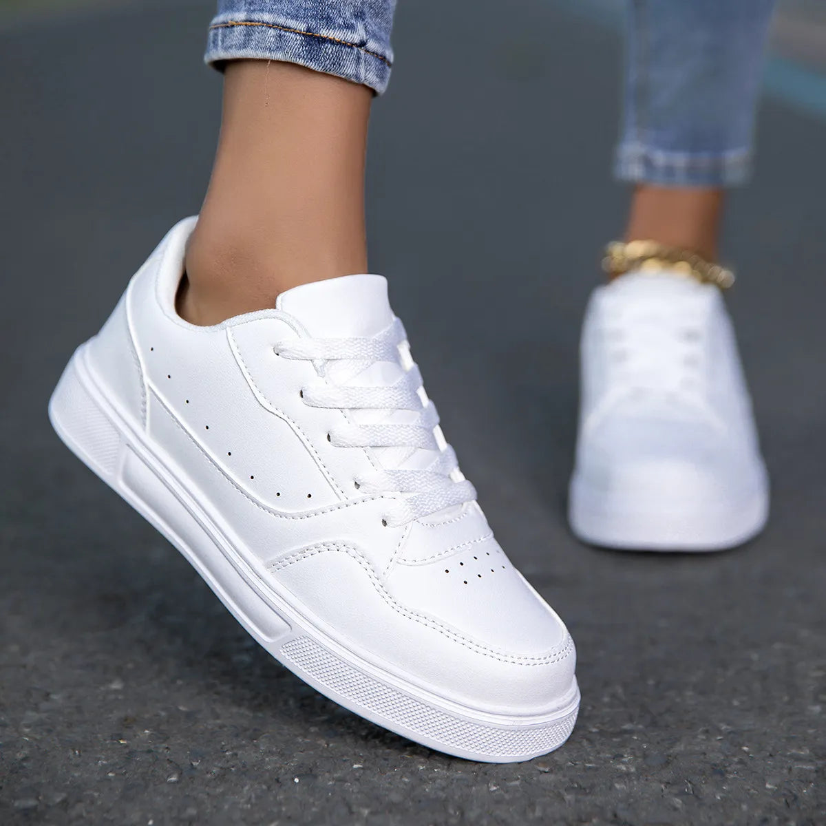 MILOU | Witte Dames Sneakers met Clean Look en Subtiele Details - Stijlvol & Comfortabel