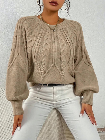 Gebreide Trui Voor Dames | Warme Lantaarnmouw Trui Voor Herfst & Winter