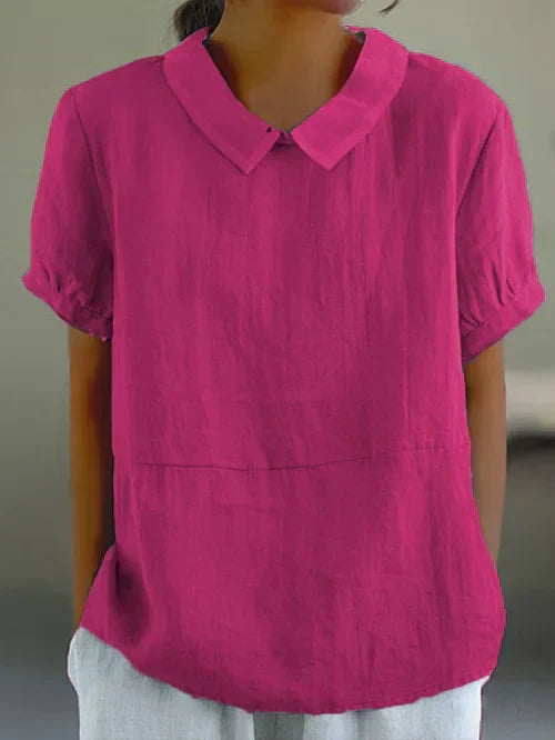 MARTINA | Dames Zomer Blouse Met Omgeslagen Kraag En Korte Mouwen – Licht, Luchtig & Stijlvol