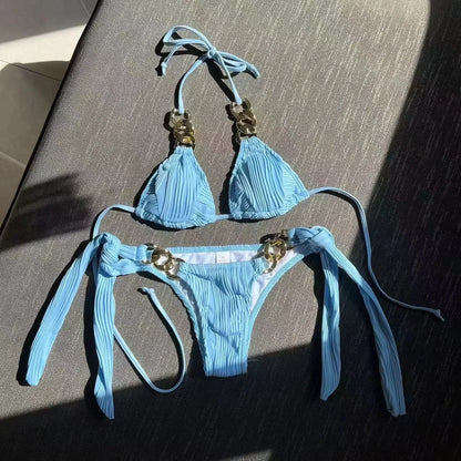 VIRELLE | Elegante Bikini Met Gouden Ketting Details - Stijlvol, Zomers & Verleidelijk
