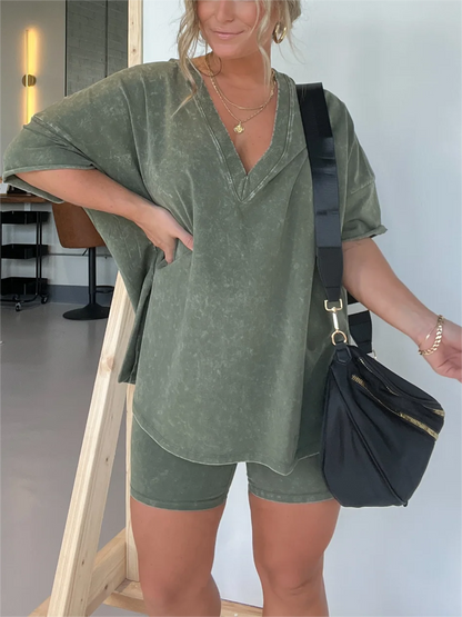 TOVA | Tweedelige Dames Comfort Set - Oversized Shirt Met Sportief Broekje