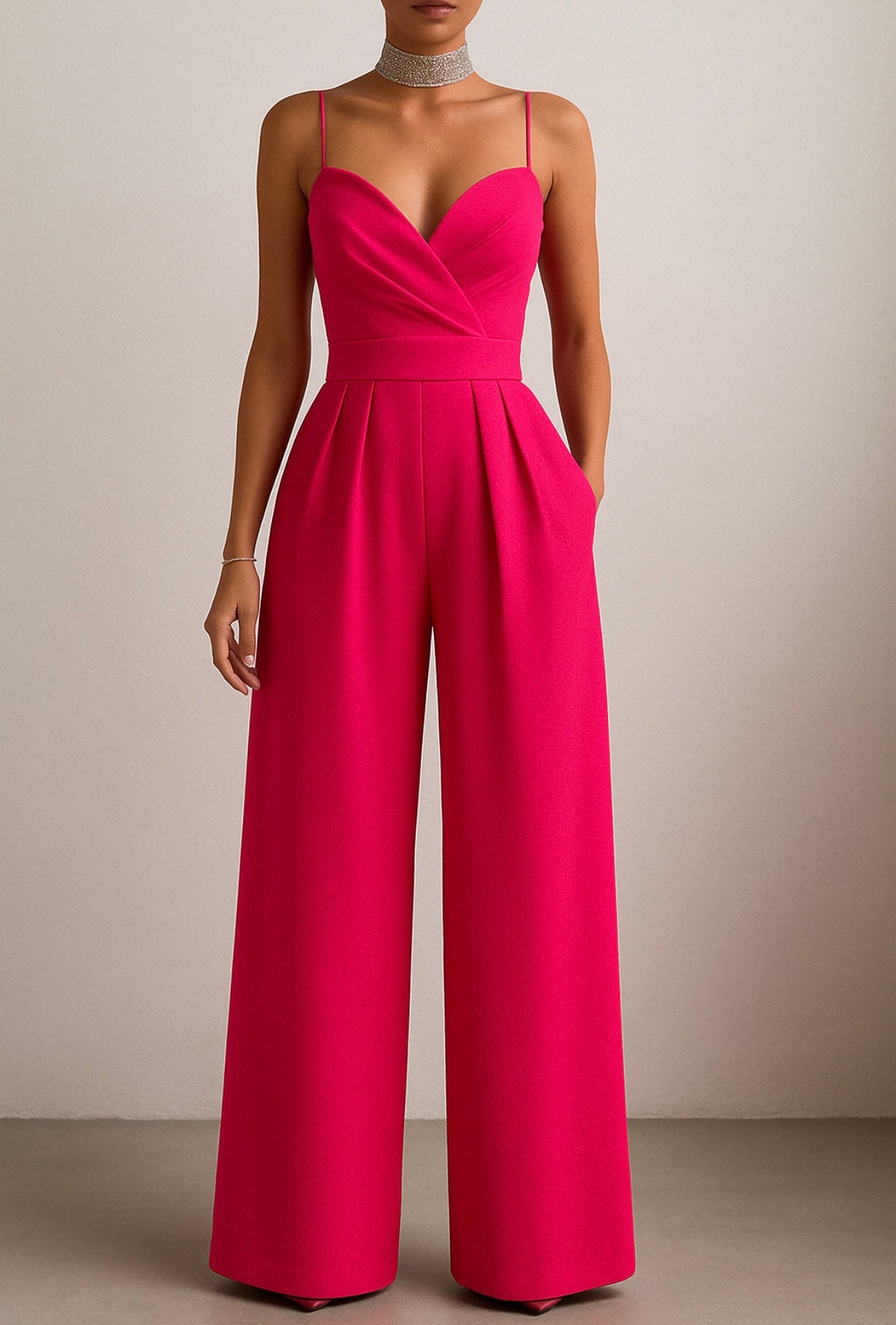 LONNE | Geplooide Jumpsuit Met Spaghetti Bandjes - Slank, Sierlijk & Elegant