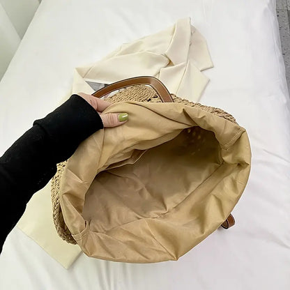 LIV | Gevlochten Strandtas Met Leren Details – Ruim, Stijlvol & Onmisbaar Deze Zomer