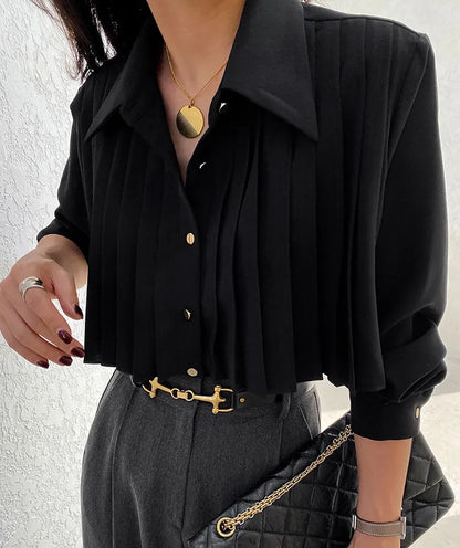 VEDA | Chique Dubbel Laags Blouse Met Crop Design & Bedekte Buik - Stijlvol, Klassiek & Zelfverzekerd