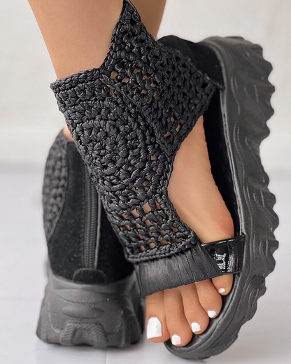 NAIRA | Gevlochten Dames Platform Sandalen - Stevig & Zomers