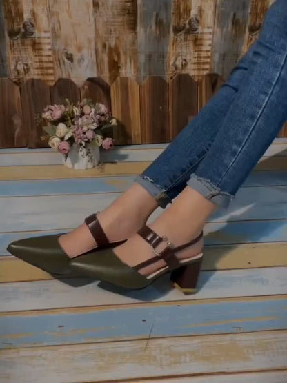 MARINA | Slingbacks Met Spitse Blokhak – Verfijnd, Comfortabel & Perfect Voor Elke Gelegenheid