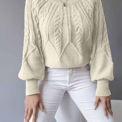 Gebreide Trui Voor Dames | Warme Lantaarnmouw Trui Voor Herfst & Winter