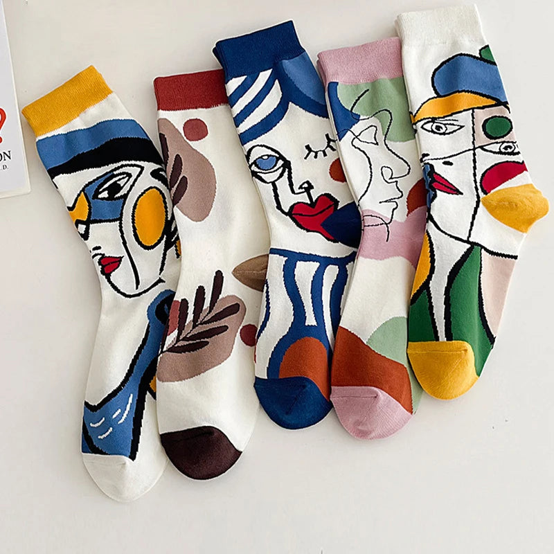 Casual Abstract Sokken – Kleurrijk, Artistiek & Comfortabel Katoen