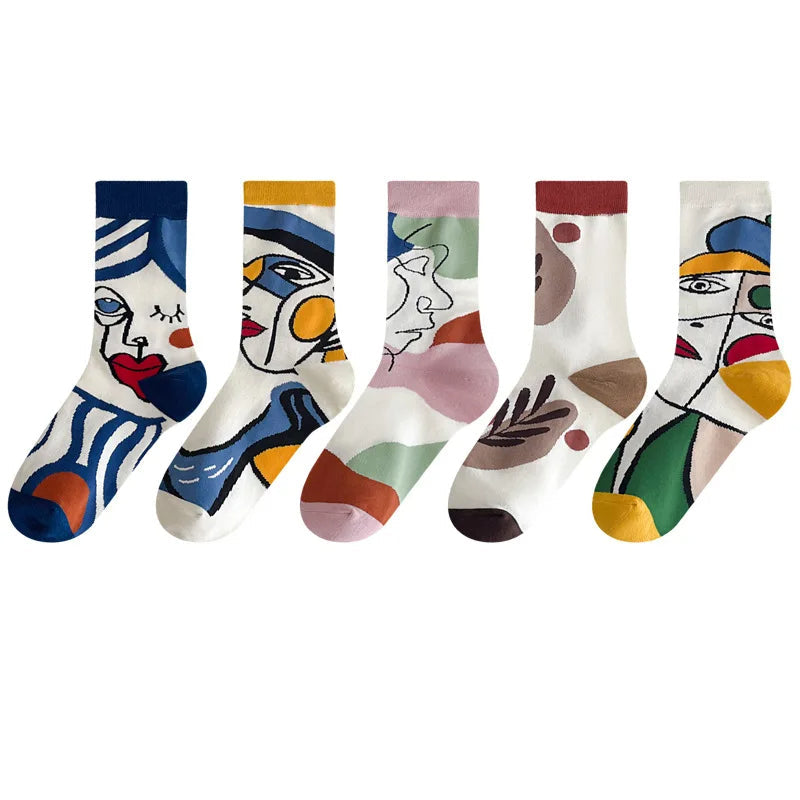 Casual Abstract Sokken – Kleurrijk, Artistiek & Comfortabel Katoen