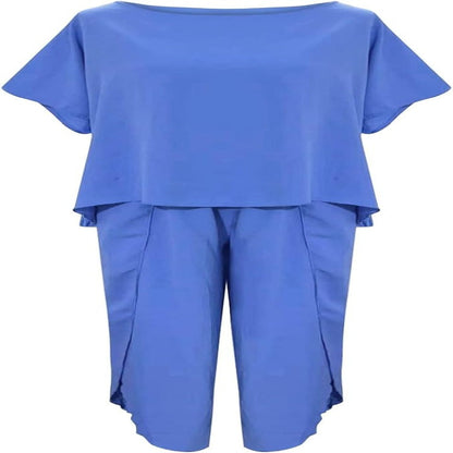 JULES | Dames 2 Delige Relaxed Fit Set Wijdvallende Top & Korte Mouw – Comfortabele Flared Broek
