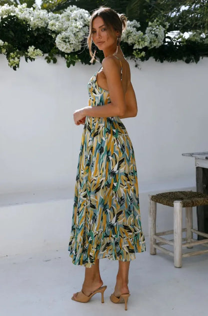 MILA | Zomerse Midi Jurk Voor Dames Met Kleuren Print – Elegant, Luchtig & Fris