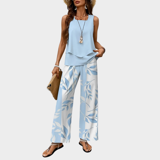 SIERRA | Dames Zomer Set met Top & Wijde Broek in Pastel Kleur