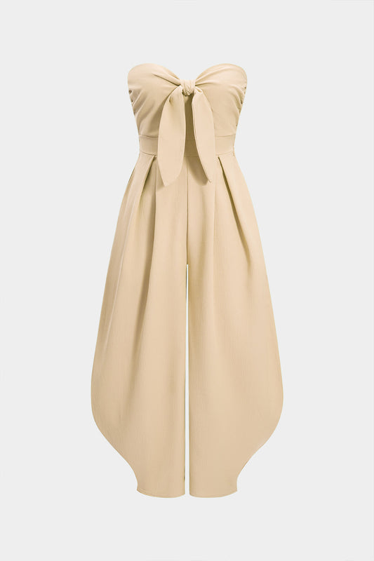 CILOU | Tijdloos Strapless Jumpsuit Voor Dames Met Strik & Wijde Pijpen - Elegant & Comfort