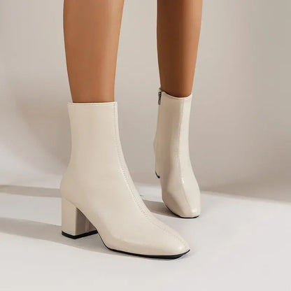 CHRISJE | Dames Enkellaarsjes met Blokhak - Elegant, Luxe & Stijlvol