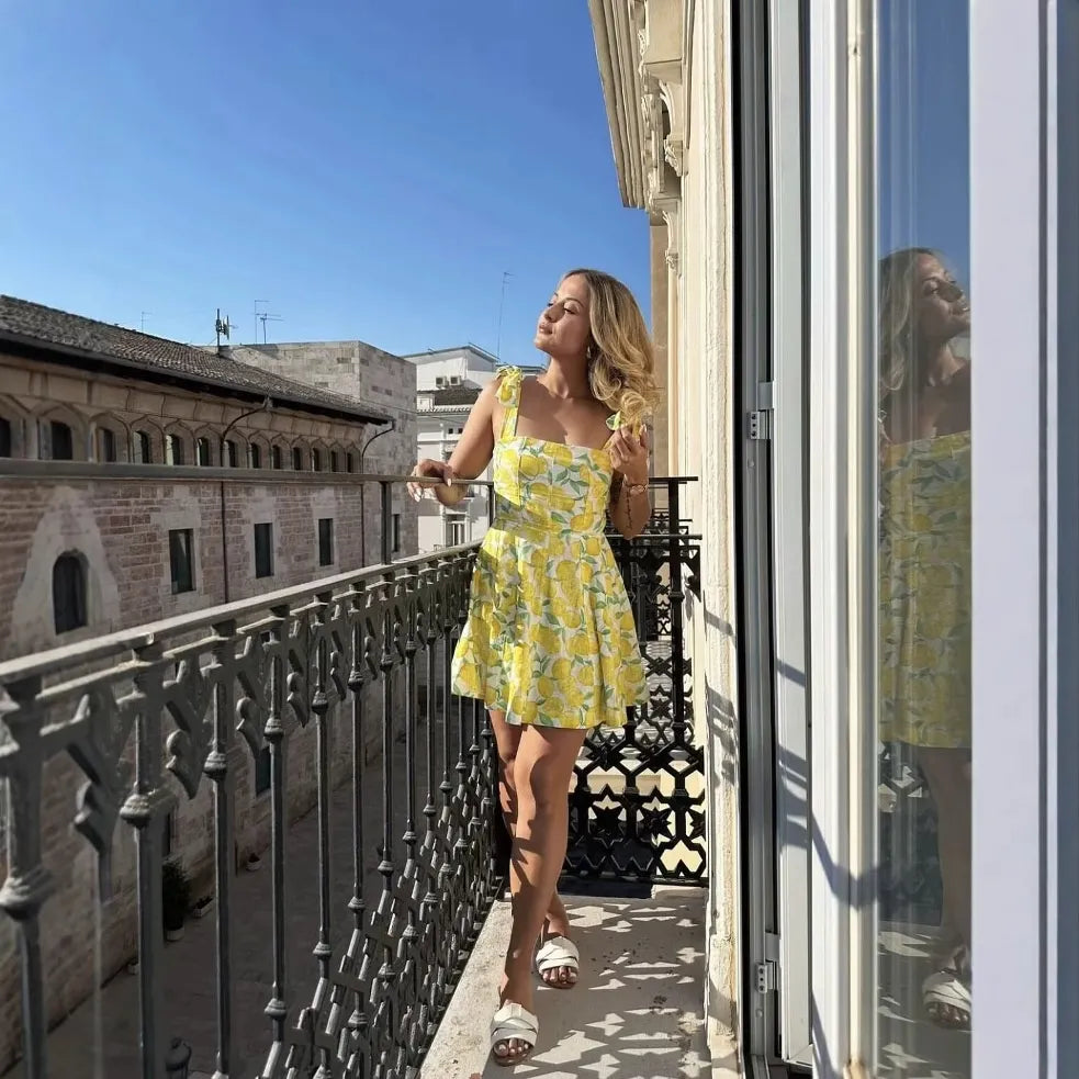 LEMONA | Zomerse Jurk Met Citroenen Print - Luchtig, Fris & Elegant