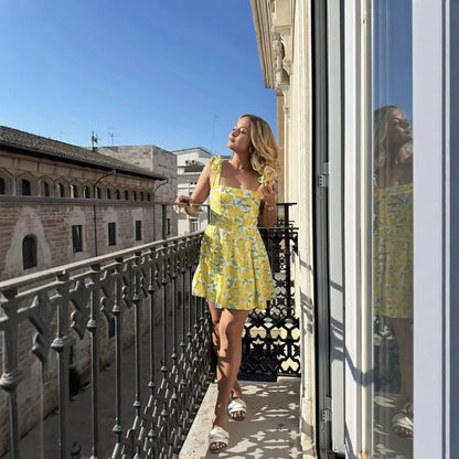 LEMONA | Zomerse Jurk Met Citroenen Print - Luchtig, Fris & Elegant