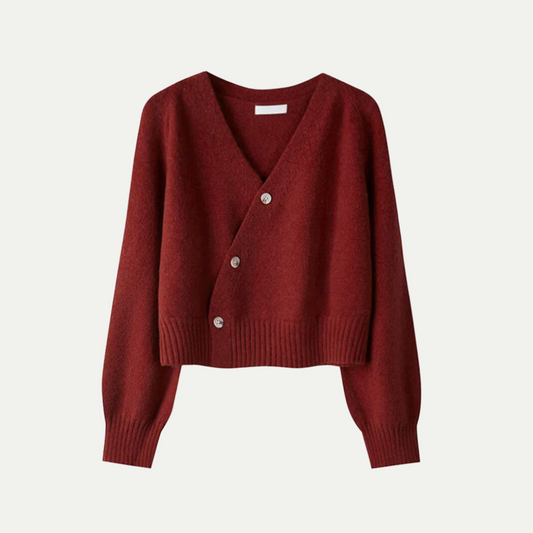 Dames Cardigan Van Premium Wol V-hals Met Schuine Knopen  | Moderne Chic & Comfort
