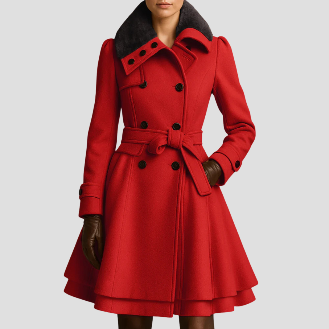 Gewatteerde Wintermantel Voor Dames | Luxe Uitlopende Jas Met Bontkraag