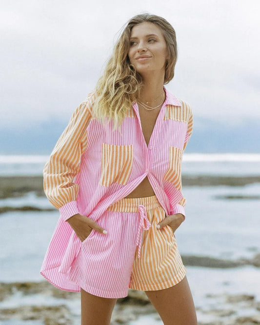 MILLE | Gestreepte Zomerset Voor Dames - Blouse + Short - Elegant & Zomers