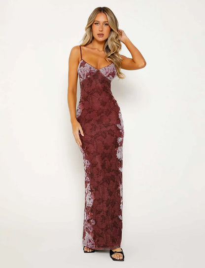 LAURINA | Elegante Maxi Jurk Voor Dames Met Bloemen Print - Verfijnd, Zacht & Stijlvol