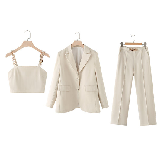 NAYA | Luxe 3-Delige Dames Zomerset met Kettingbandjes & Blazer