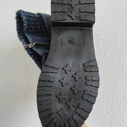Vintage Teal Dameslaarzen | Warme Halfhoge Winterboots Met Fleece & Stevige Zool
