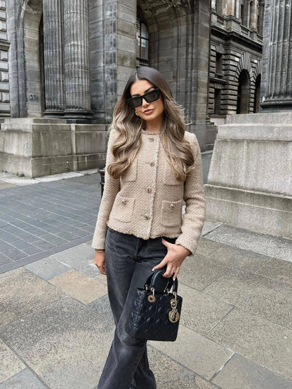 JOAN | Klassiek Dames Jasje Van Luxe Tweedstof - Tijdloos, Elegant & Klasse