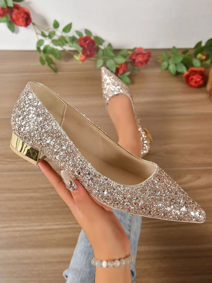 NOOR | Feestelijke Ballerina’s Met Glitter Pailletten En Lage Hakken – Stralend, Comfortabel, Elegant
